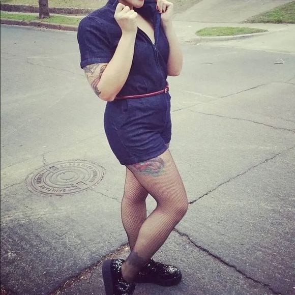 Lady Mechanic Short Denim Coveralls - Picture 3 of 4